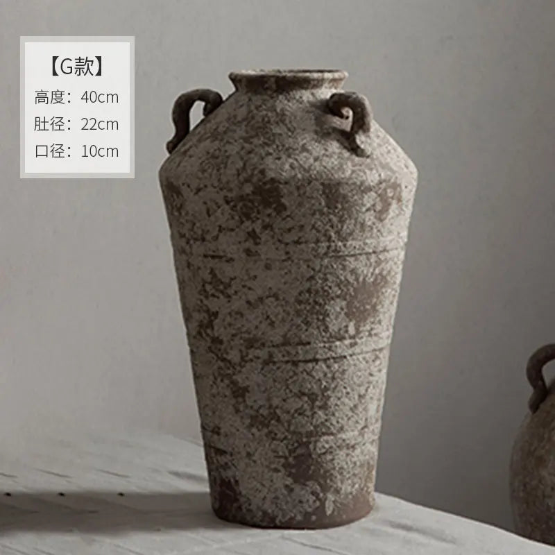 Jingdezhen vintage ceramic vase, wabi-sabi style, handmade stoneware pots, pottery pots, large flower pots,