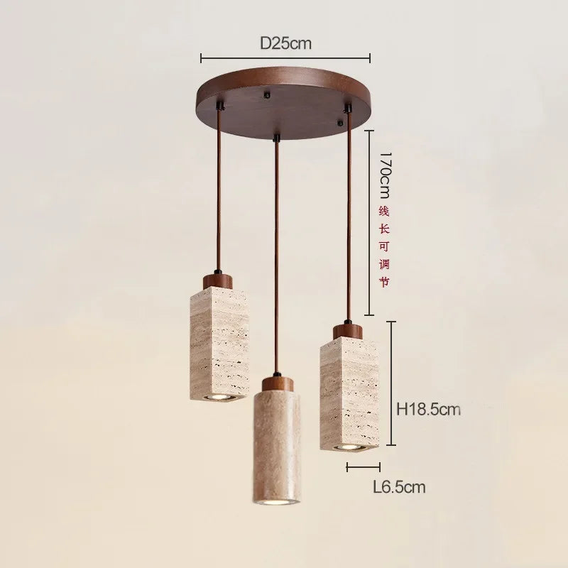 Japanese Wabi Sabi Yellow Marble Chandelier Creative Restaurant Dining Desk Bar Bedroom Pendant Lamp Homestay Art Decor Lighting