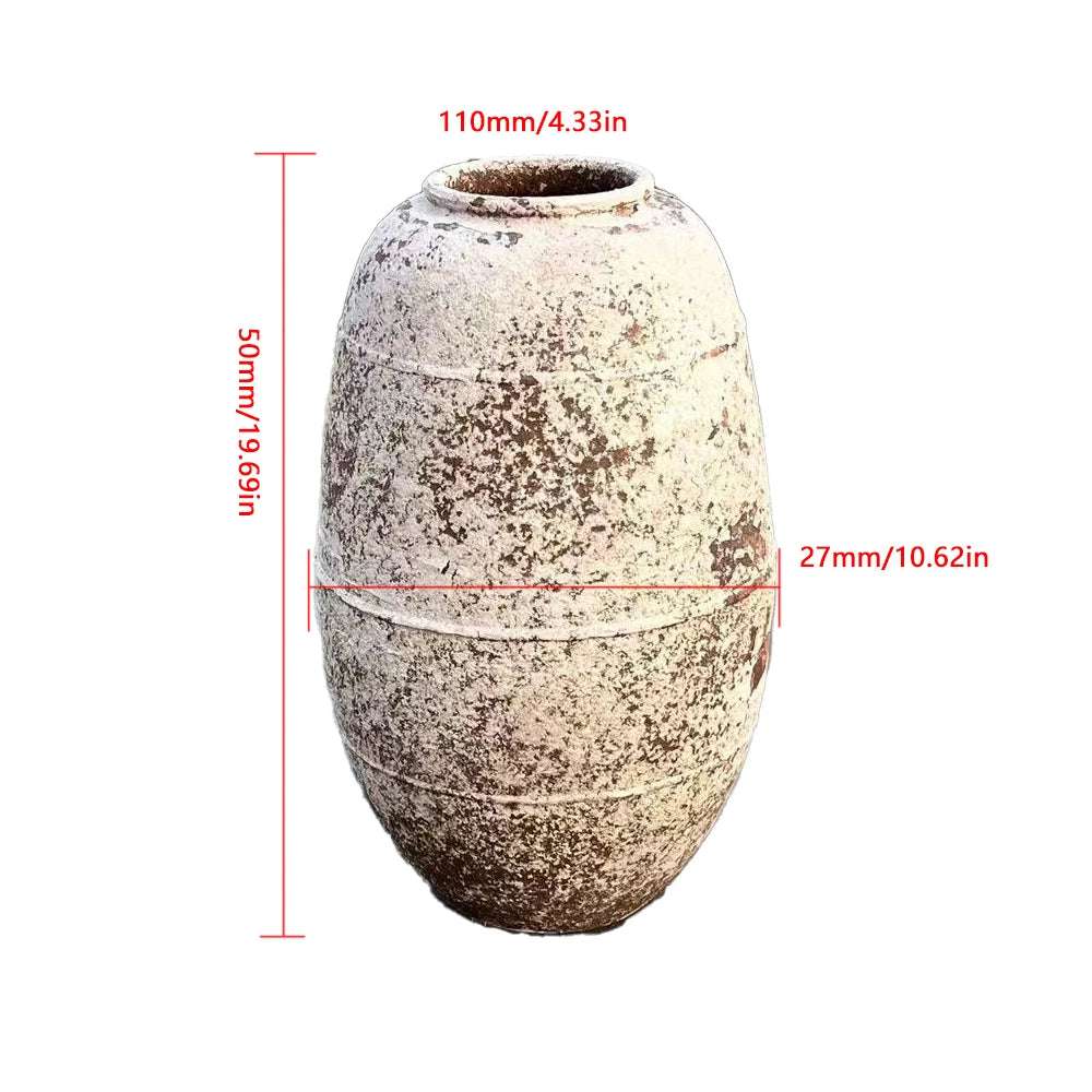 Retro Vase Coarse Ceramic Wabi-sabi Style B&B Pot New Chinese Ceramic Insert Dry Flower Ware Balcony Flower Pot Home Furnishings
