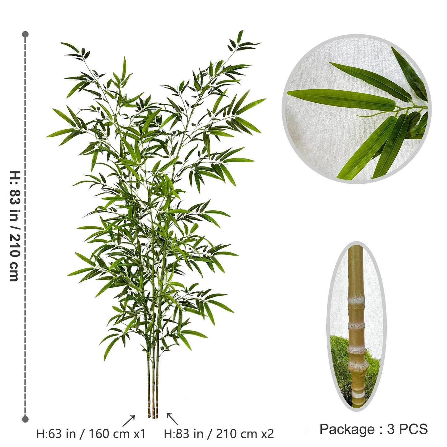 130-210CM Artificial Green Bamboo Branch Fake plant realistic faux plant for Wedding Home Hotel Office Party Decoration ornament