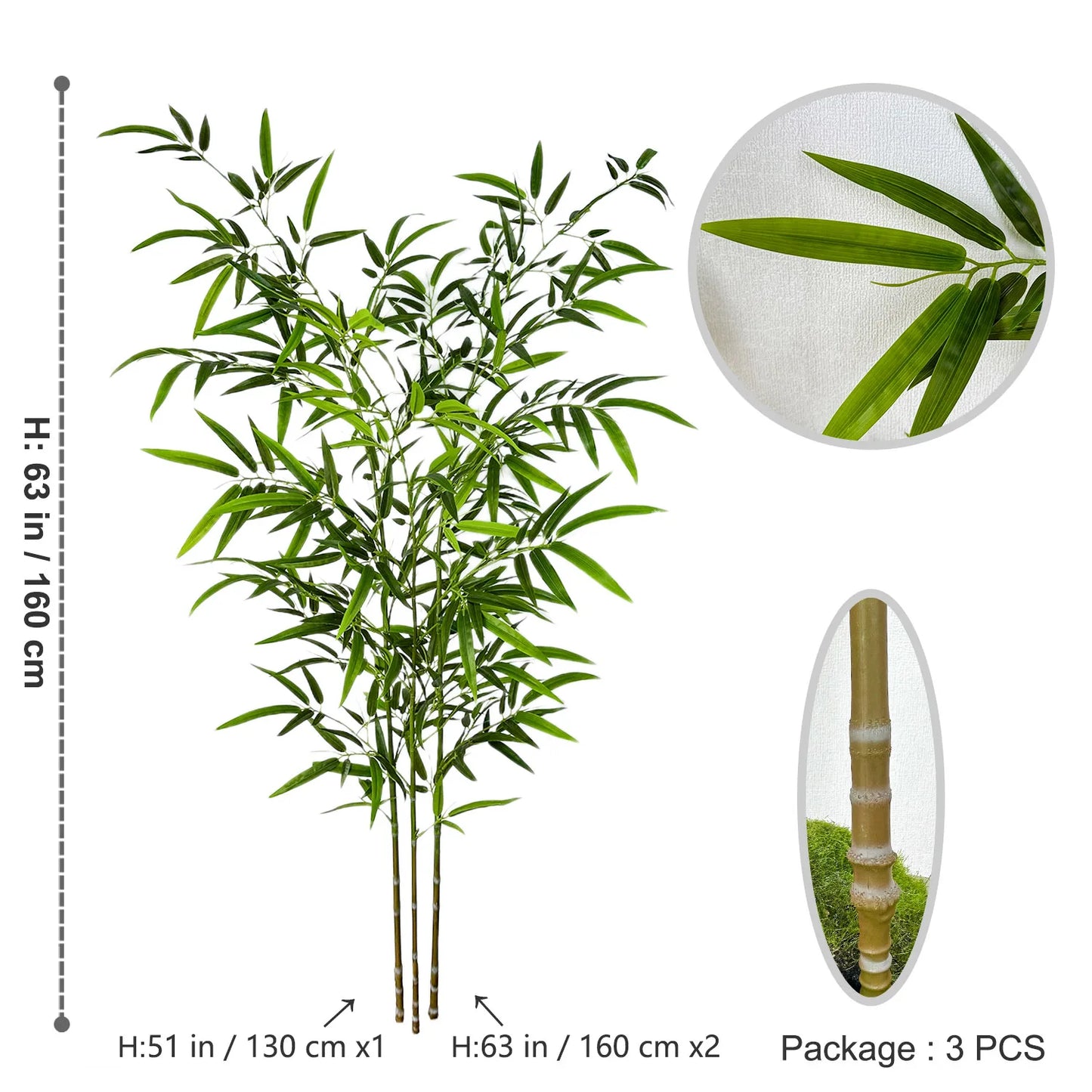 130-210CM Artificial Green Bamboo Branch Fake plant realistic faux plant for Wedding Home Hotel Office Party Decoration ornament