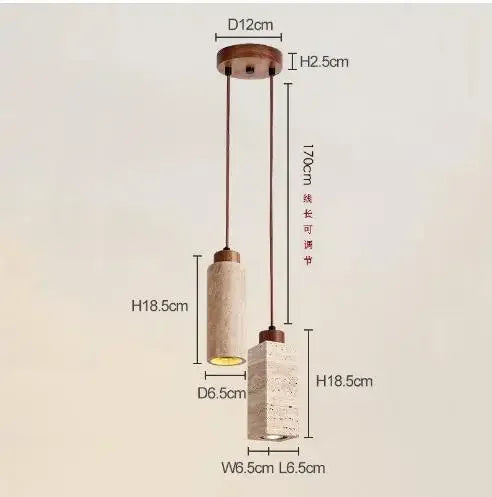 Japanese Wabi Sabi Yellow Marble Chandelier Creative Restaurant Dining Desk Bar Bedroom Pendant Lamp Homestay Art Decor Lighting