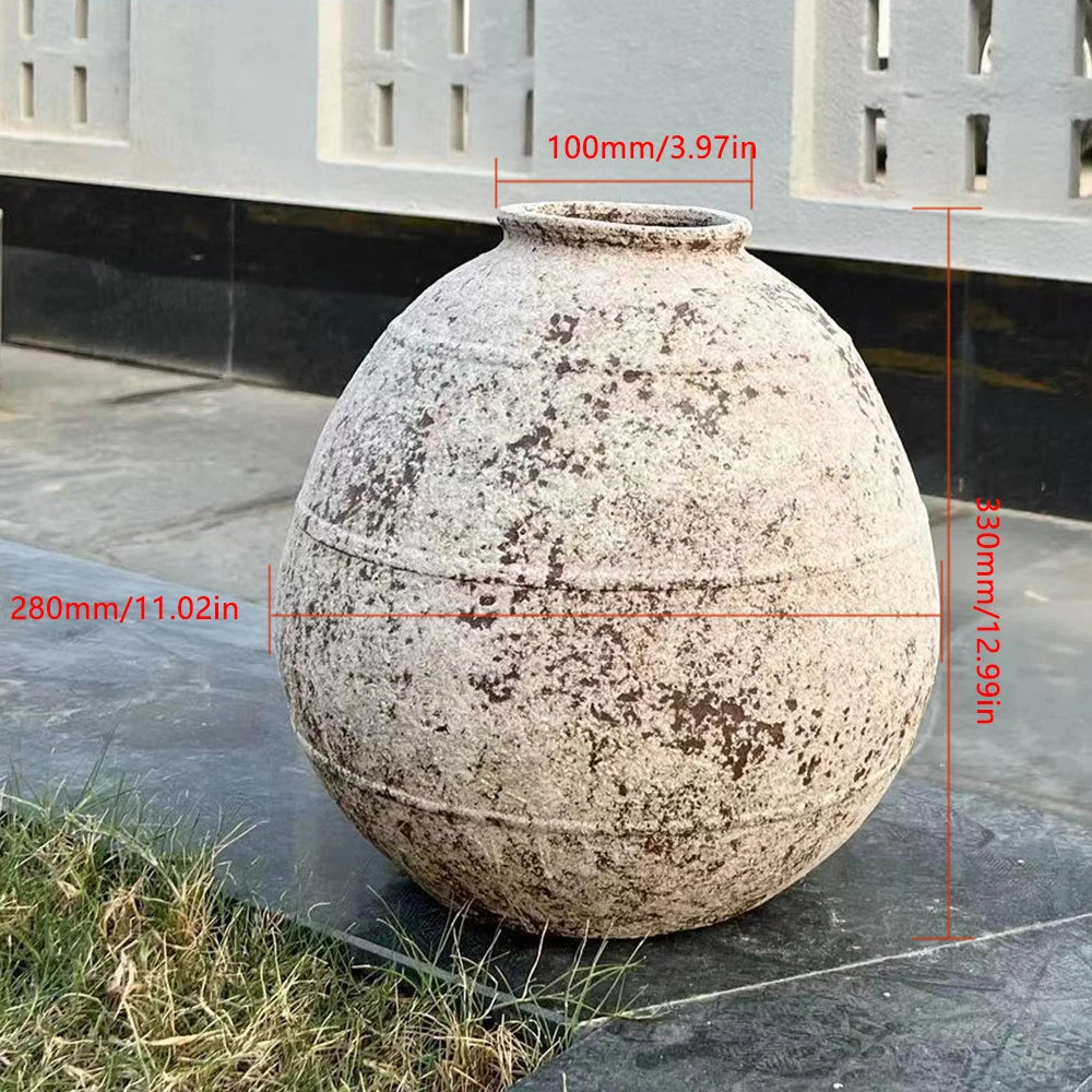 Retro Vase Coarse Ceramic Wabi-sabi Style B&B Pot New Chinese Ceramic Insert Dry Flower Ware Balcony Flower Pot Home Furnishings