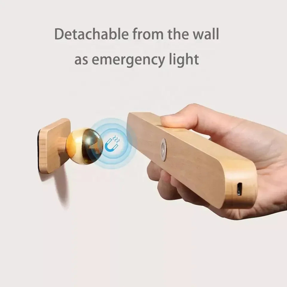 Wooden Cordless Mirror Light LED Night Light Adjustable Reading Lighting Design Bedside Wall Lamp