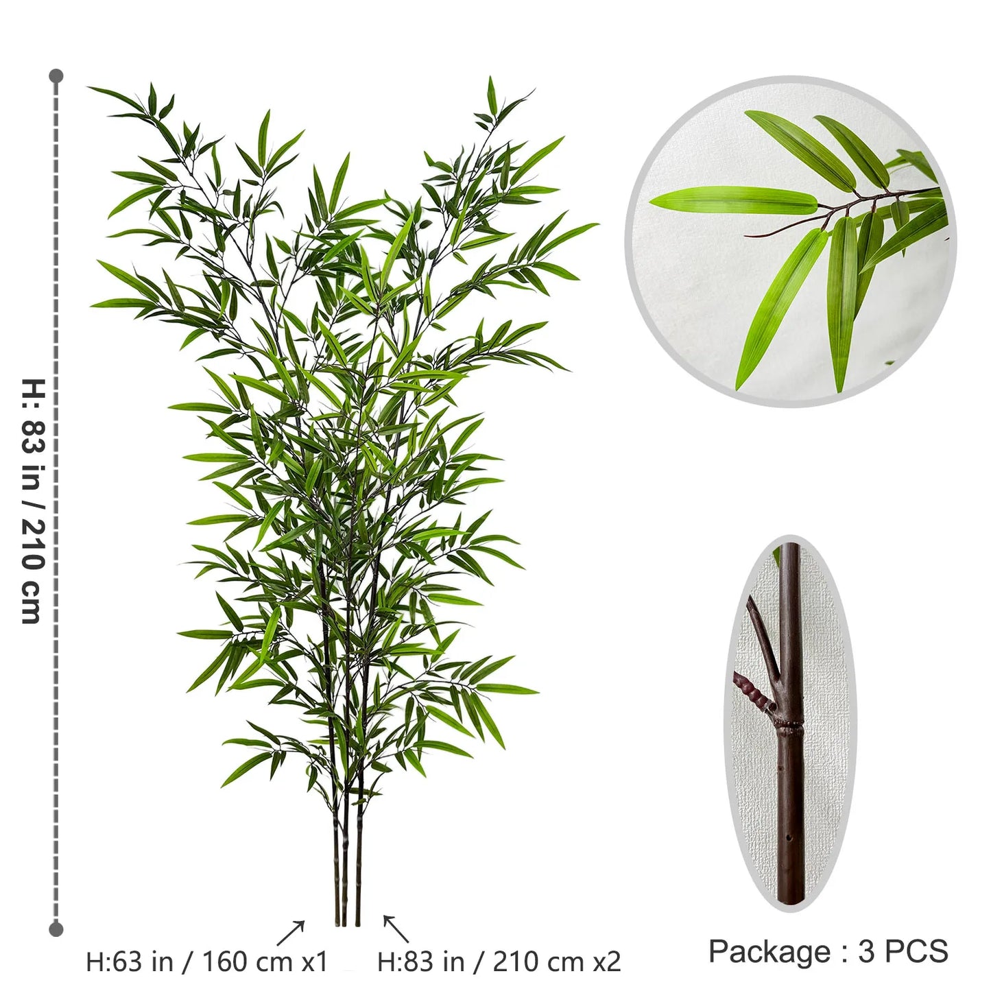 130-210CM Artificial Green Bamboo Branch Fake plant realistic faux plant for Wedding Home Hotel Office Party Decoration ornament