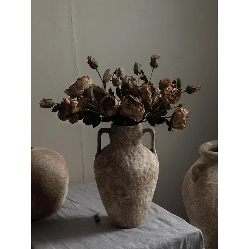 Jingdezhen vintage ceramic vase, wabi-sabi style, handmade stoneware pots, pottery pots, large flower pots,