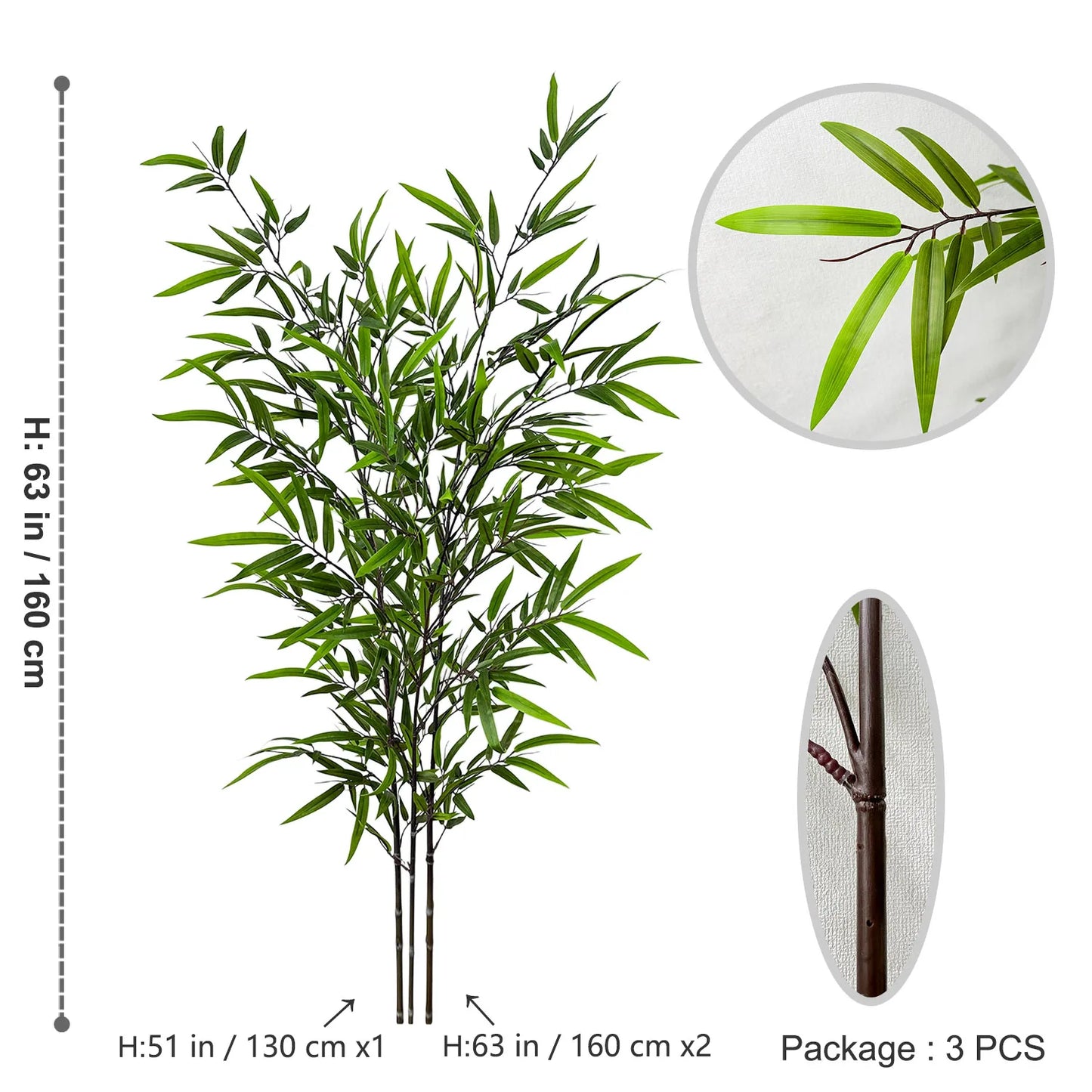 130-210CM Artificial Green Bamboo Branch Fake plant realistic faux plant for Wedding Home Hotel Office Party Decoration ornament