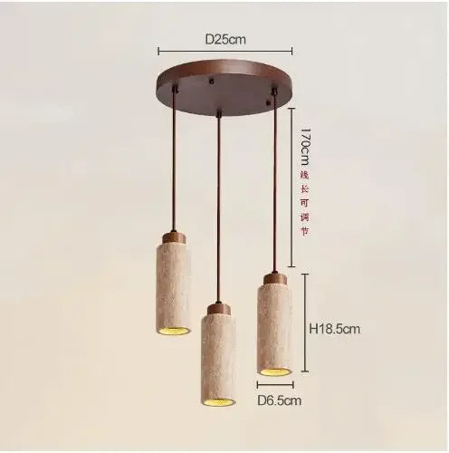 Japanese Wabi Sabi Yellow Marble Chandelier Creative Restaurant Dining Desk Bar Bedroom Pendant Lamp Homestay Art Decor Lighting