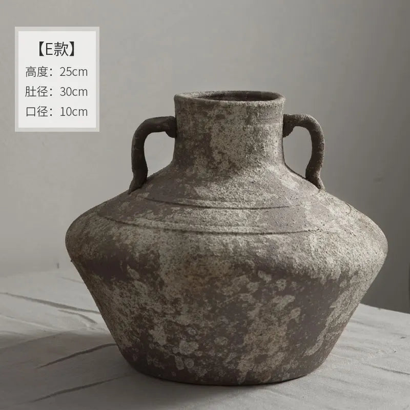 Jingdezhen vintage ceramic vase, wabi-sabi style, handmade stoneware pots, pottery pots, large flower pots,