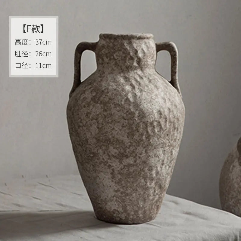Jingdezhen vintage ceramic vase, wabi-sabi style, handmade stoneware pots, pottery pots, large flower pots,