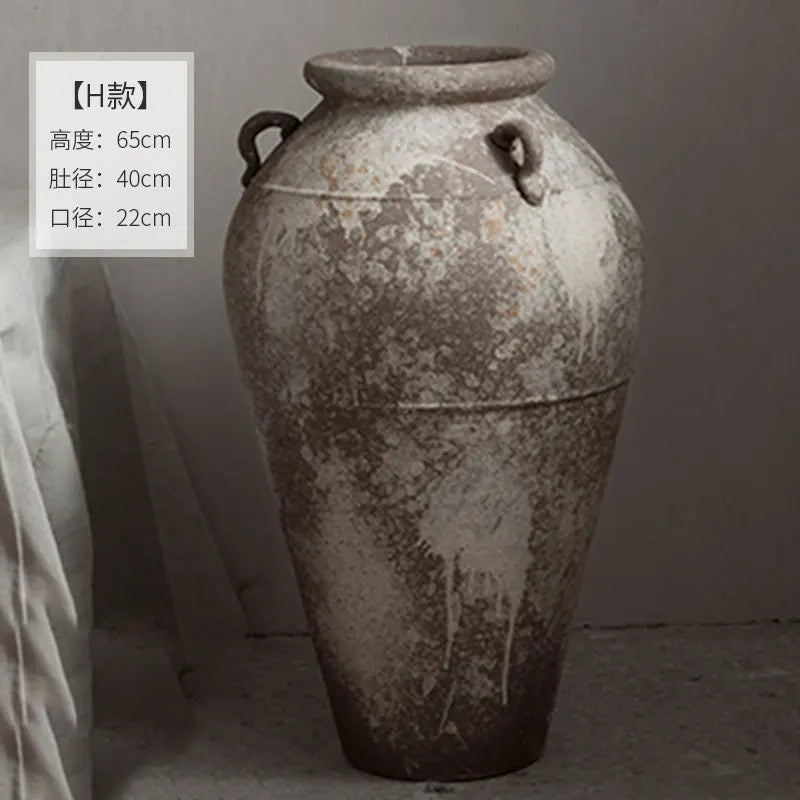 Jingdezhen vintage ceramic vase, wabi-sabi style, handmade stoneware pots, pottery pots, large flower pots,