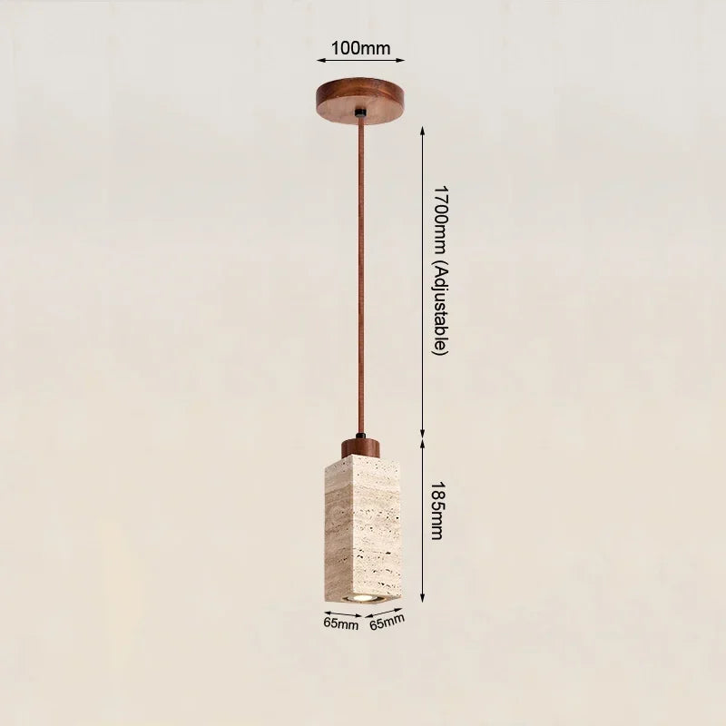 Japanese Wabi Sabi Yellow Marble Chandelier Creative Restaurant Dining Desk Bar Bedroom Pendant Lamp Homestay Art Decor Lighting