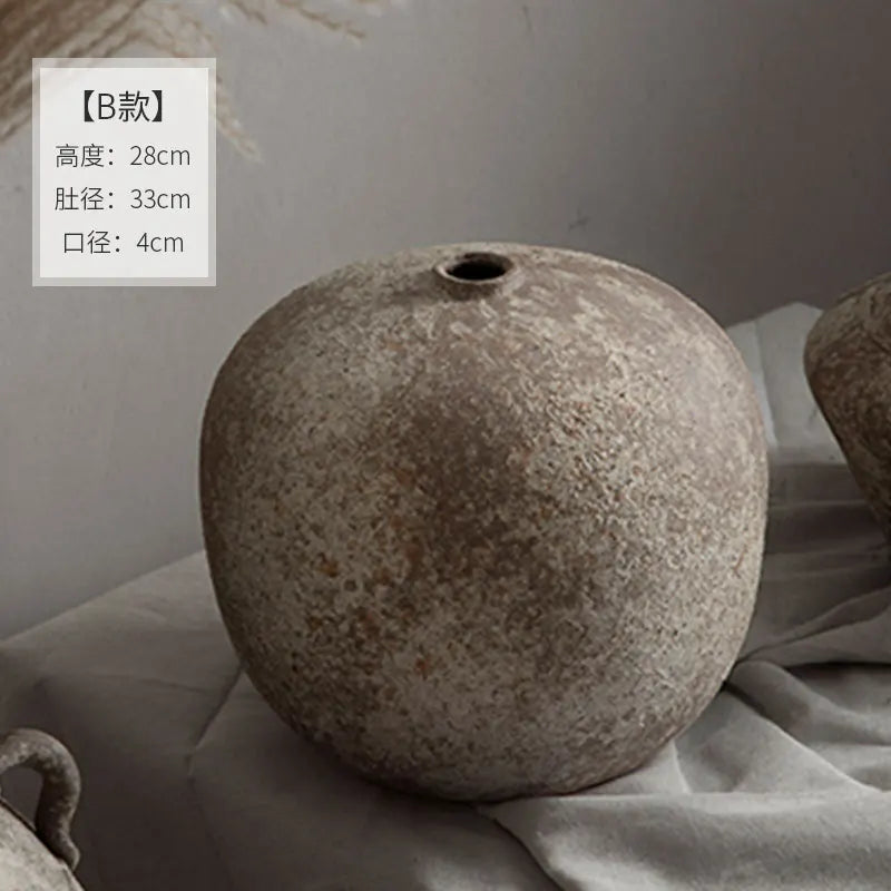 Jingdezhen vintage ceramic vase, wabi-sabi style, handmade stoneware pots, pottery pots, large flower pots,