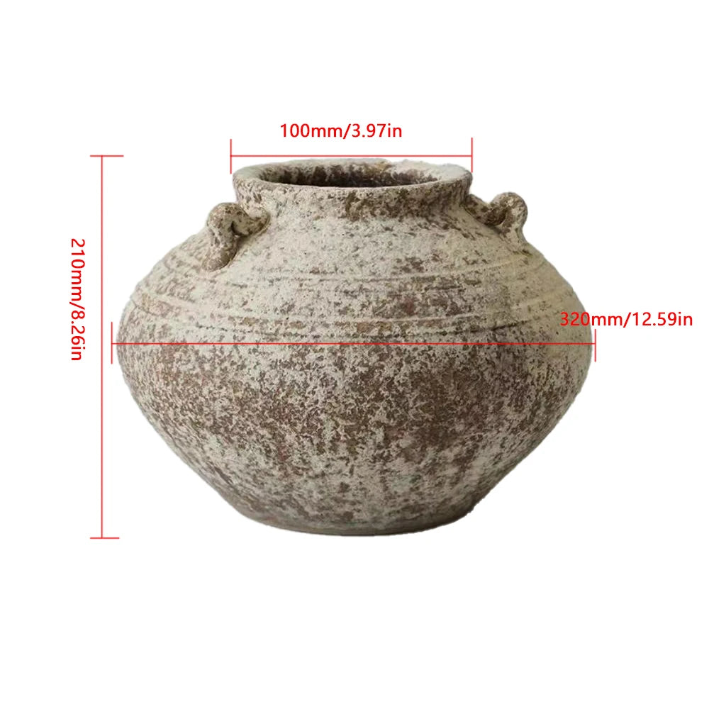 Retro Vase Coarse Ceramic Wabi-sabi Style B&B Pot New Chinese Ceramic Insert Dry Flower Ware Balcony Flower Pot Home Furnishings
