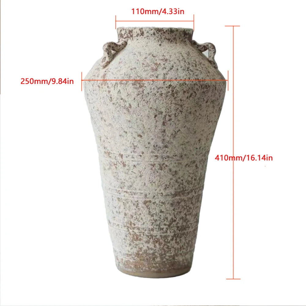 Retro Vase Coarse Ceramic Wabi-sabi Style B&B Pot New Chinese Ceramic Insert Dry Flower Ware Balcony Flower Pot Home Furnishings