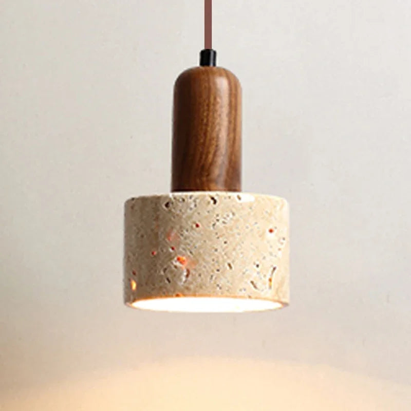Wabi Sabi Travertine LED Droplight Over Dining Desk Kitchen Island  Limestone Marble Restaurant Decor Suspension Lamp Lustre