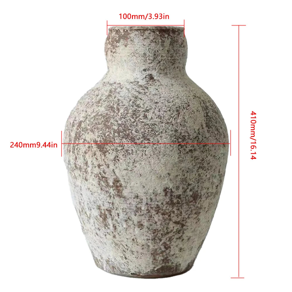 Retro Vase Coarse Ceramic Wabi-sabi Style B&B Pot New Chinese Ceramic Insert Dry Flower Ware Balcony Flower Pot Home Furnishings