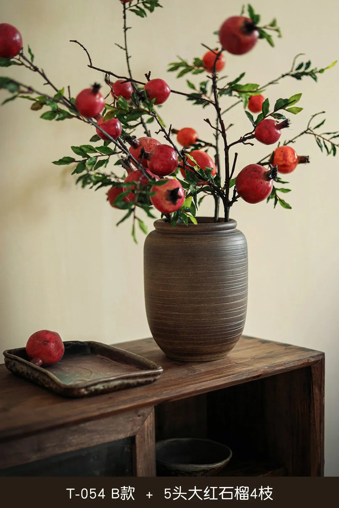 Retro coarse pottery jar, wabi-sabi wind zen vase, handmade pottery flower ware, home living room decoration, Chinese