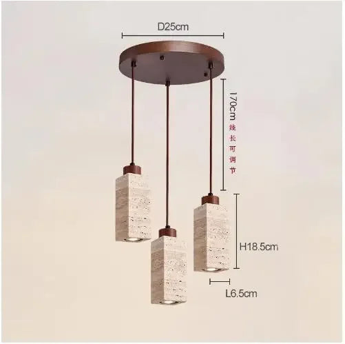 Japanese Wabi Sabi Yellow Marble Chandelier Creative Restaurant Dining Desk Bar Bedroom Pendant Lamp Homestay Art Decor Lighting