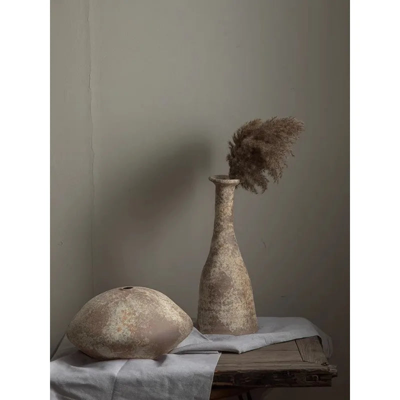 Jingdezhen vintage ceramic vase, wabi-sabi style, handmade stoneware pots, pottery pots, large flower pots,