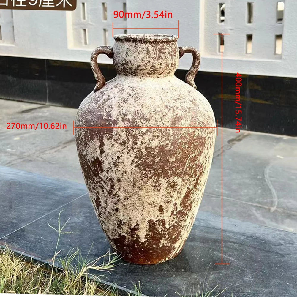 Retro Vase Coarse Ceramic Wabi-sabi Style B&B Pot New Chinese Ceramic Insert Dry Flower Ware Balcony Flower Pot Home Furnishings