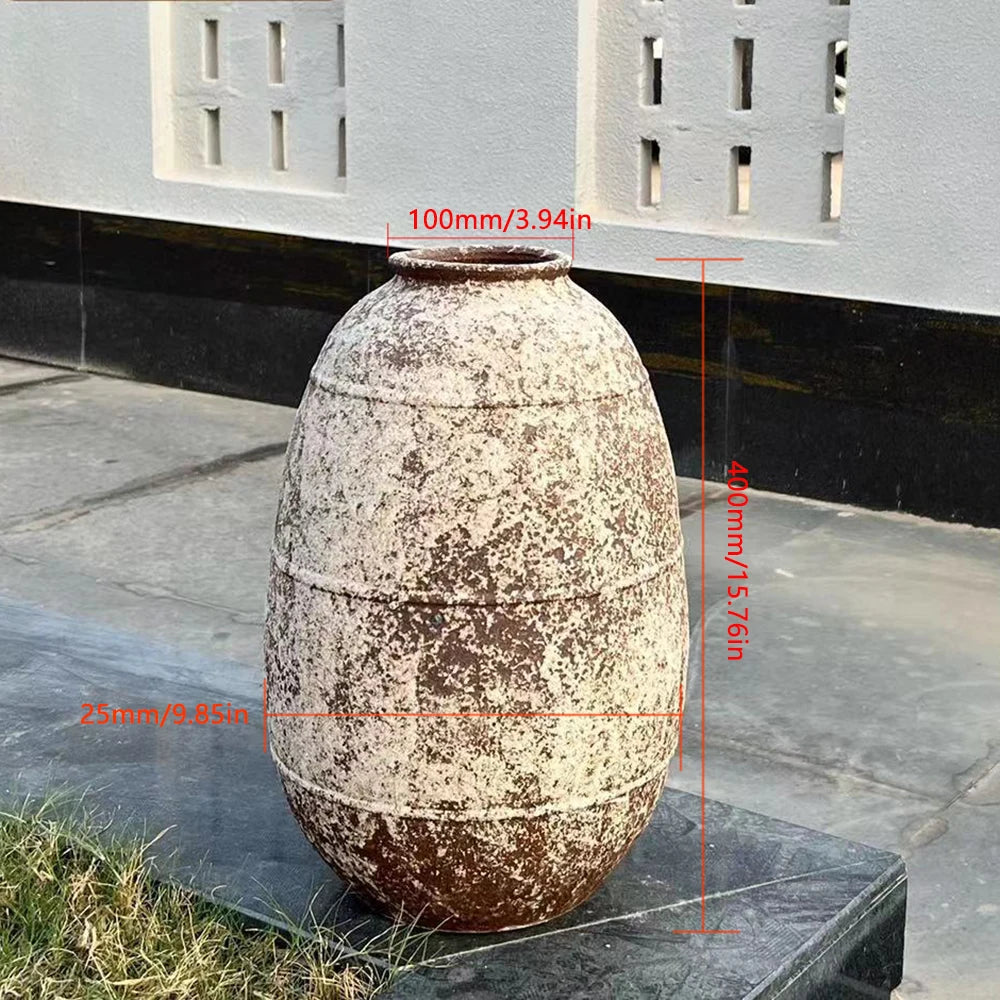 Retro Vase Coarse Ceramic Wabi-sabi Style B&B Pot New Chinese Ceramic Insert Dry Flower Ware Balcony Flower Pot Home Furnishings
