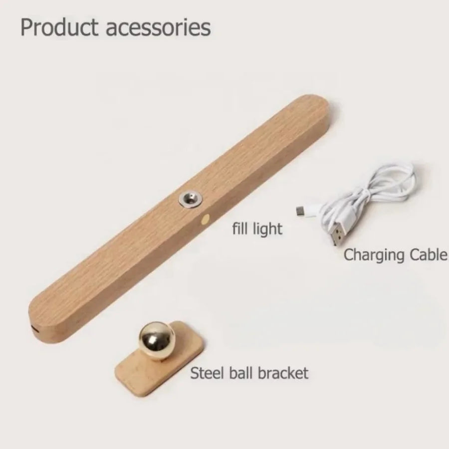 Wooden Cordless Mirror Light LED Night Light Adjustable Reading Lighting Design Bedside Wall Lamp