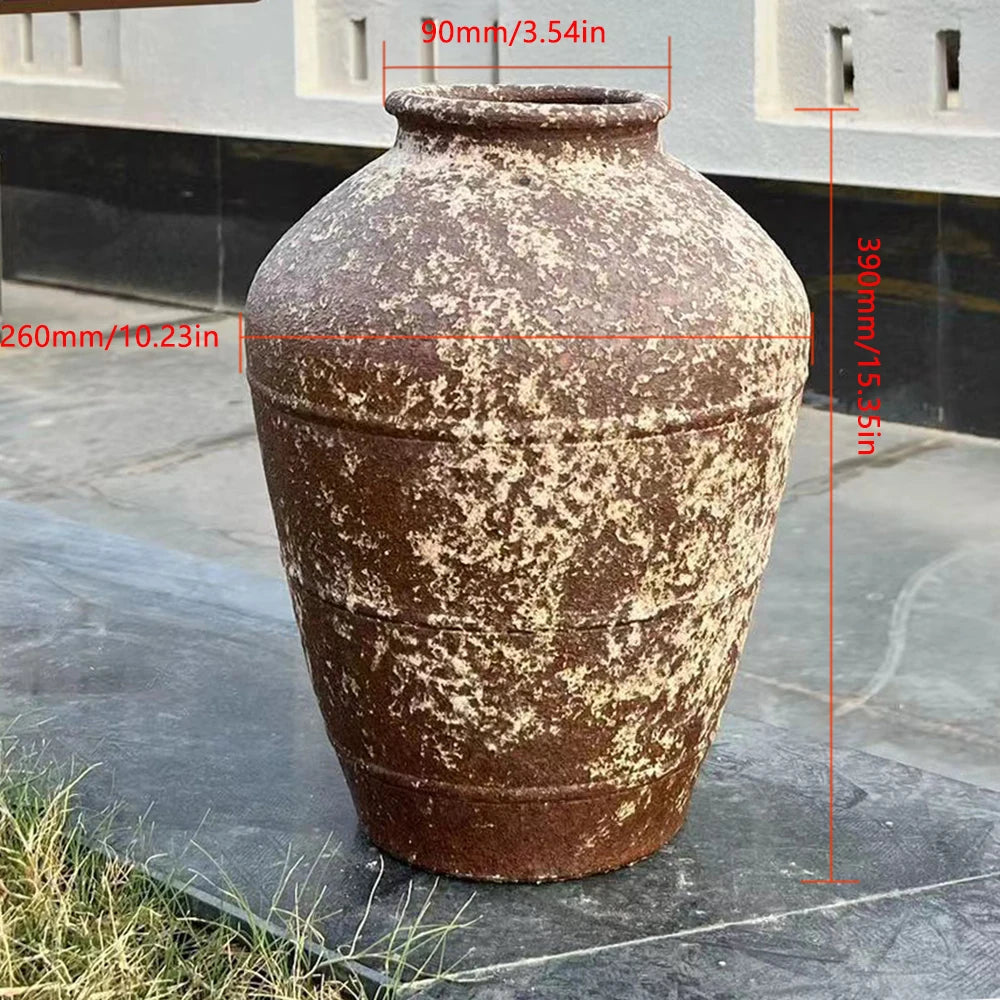 Retro Vase Coarse Ceramic Wabi-sabi Style B&B Pot New Chinese Ceramic Insert Dry Flower Ware Balcony Flower Pot Home Furnishings