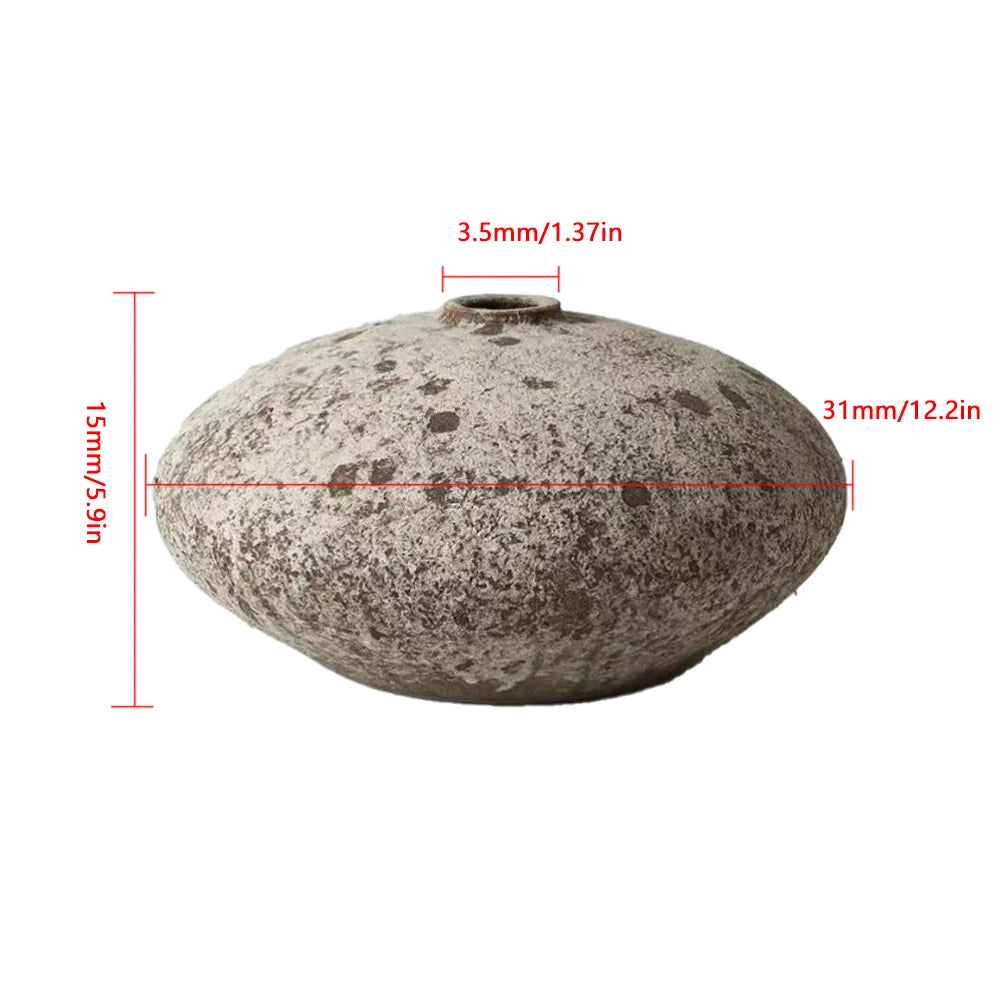Retro Vase Coarse Ceramic Wabi-sabi Style B&B Pot New Chinese Ceramic Insert Dry Flower Ware Balcony Flower Pot Home Furnishings