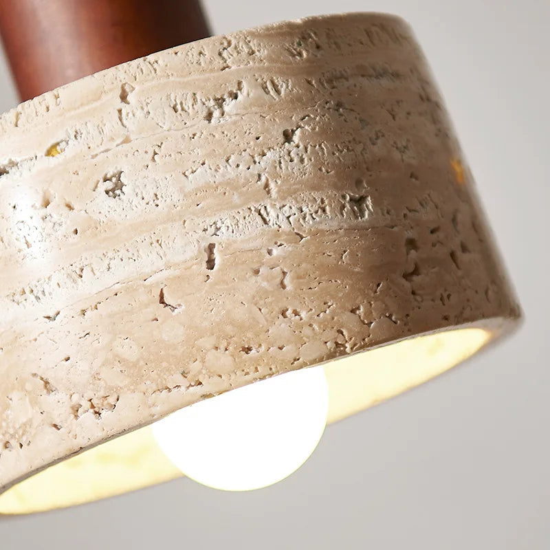 Wabi Sabi Travertine LED Droplight Over Dining Desk Kitchen Island  Limestone Marble Restaurant Decor Suspension Lamp Lustre